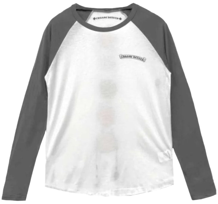 CHROME HEARTS MATTY BOY 'GRAFFITI' WHITE & GREY LONG SLEEVE T-SHIRT TEE