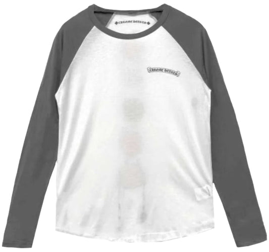 CHROME HEARTS MATTY BOY 'GRAFFITI' WHITE & GREY LONG SLEEVE T-SHIRT TEE