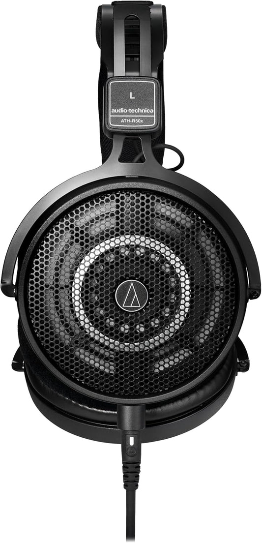 Audio Technica ATH-R50x Open-Back Monitor Headphones, Wired [DTM Mix Mastering Music Listening Detachable 3.0m/1.2m Cable with Converter Adapter, Open-Back Studio Monitor Headphones]