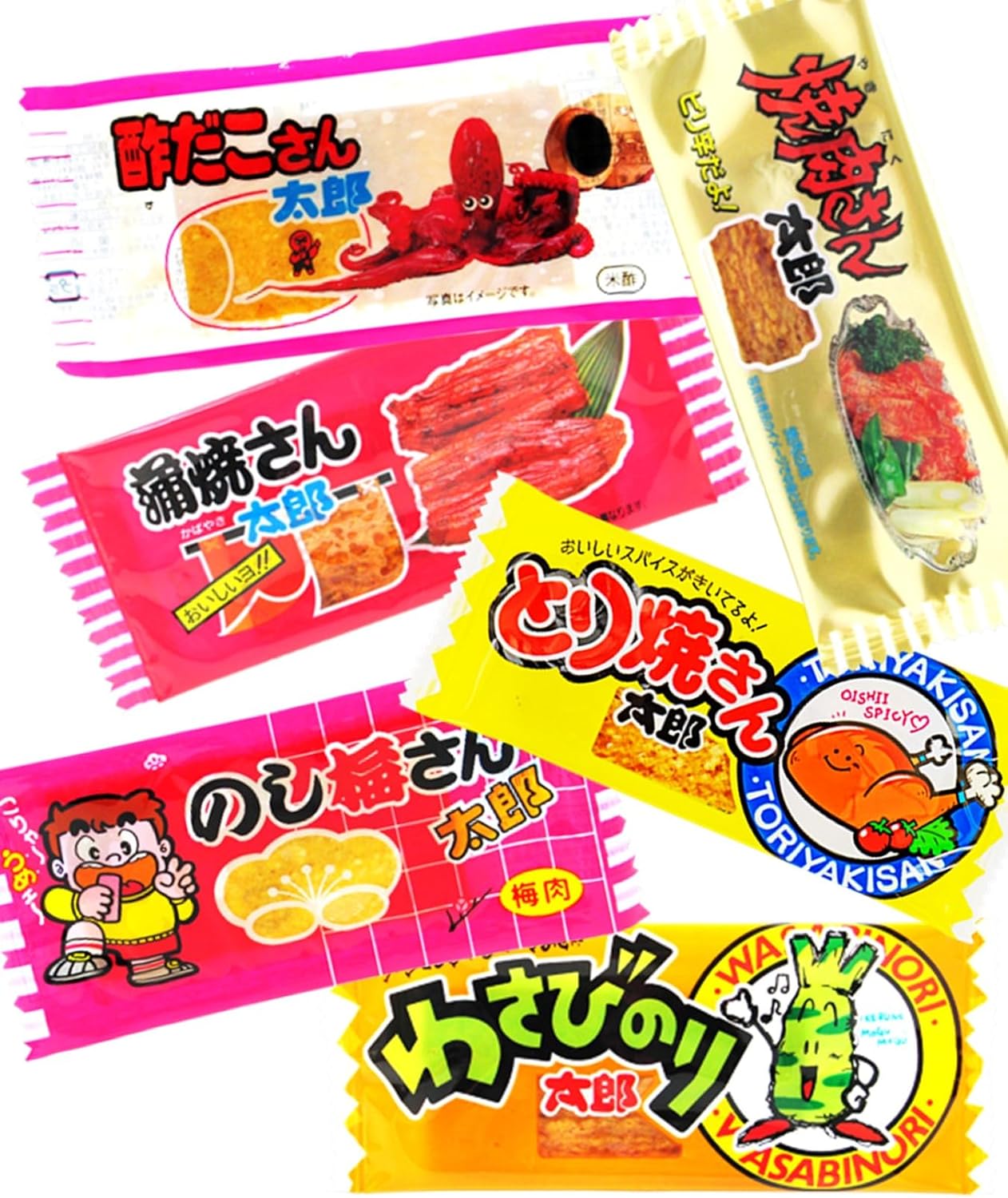 Kadou珍味 Set 6 Varieties Each 10 Sheets Total 60 Sheets Snack Assortment Wasabi Nori Taro Kamaboko San Taro Yakiniku San Taro Su Tako San Taro
