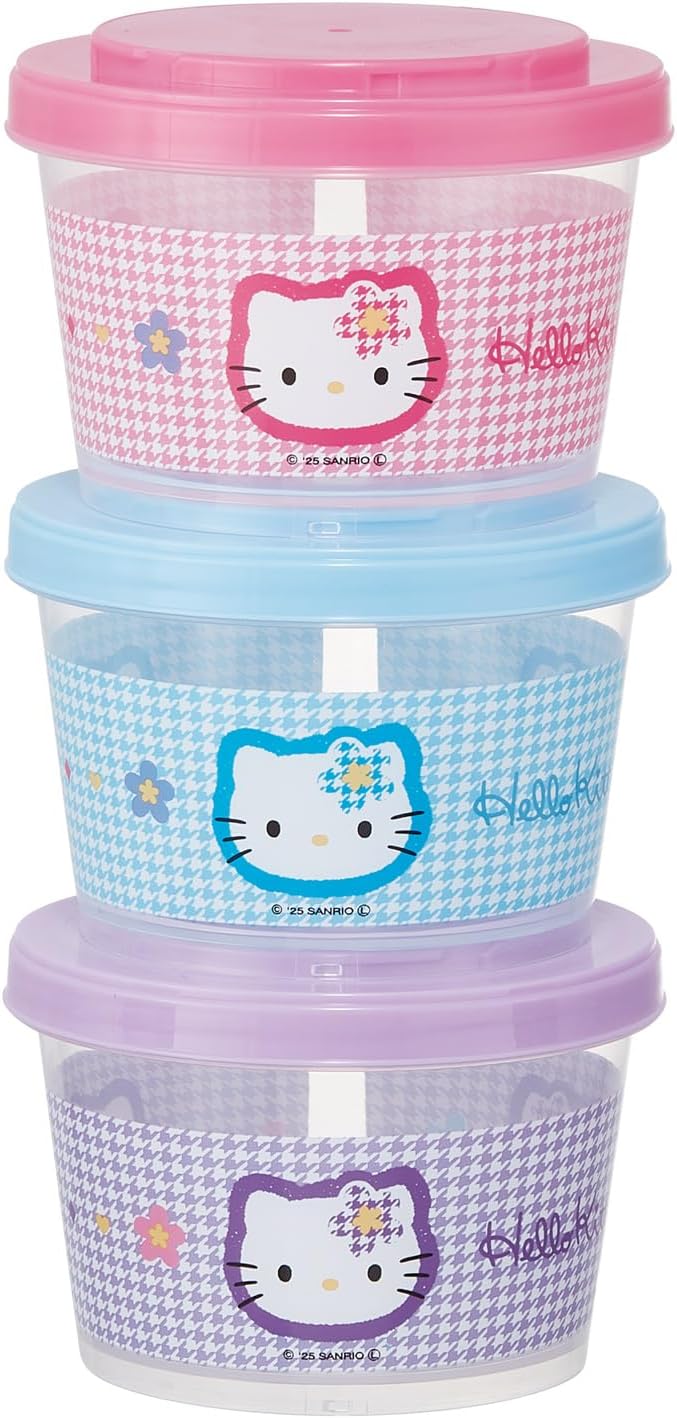 Skater SIJ3-A Sanrio Hello Kitty Khaohana Storage Container, Set of 3, 8.5 fl oz (240 ml), Side Dish, Made in Japan