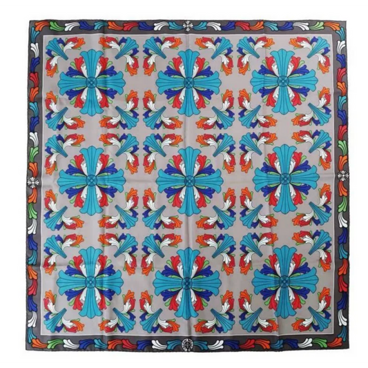 CHROME HEARTS 'MULTICOLOR' GREY SILK SCARF