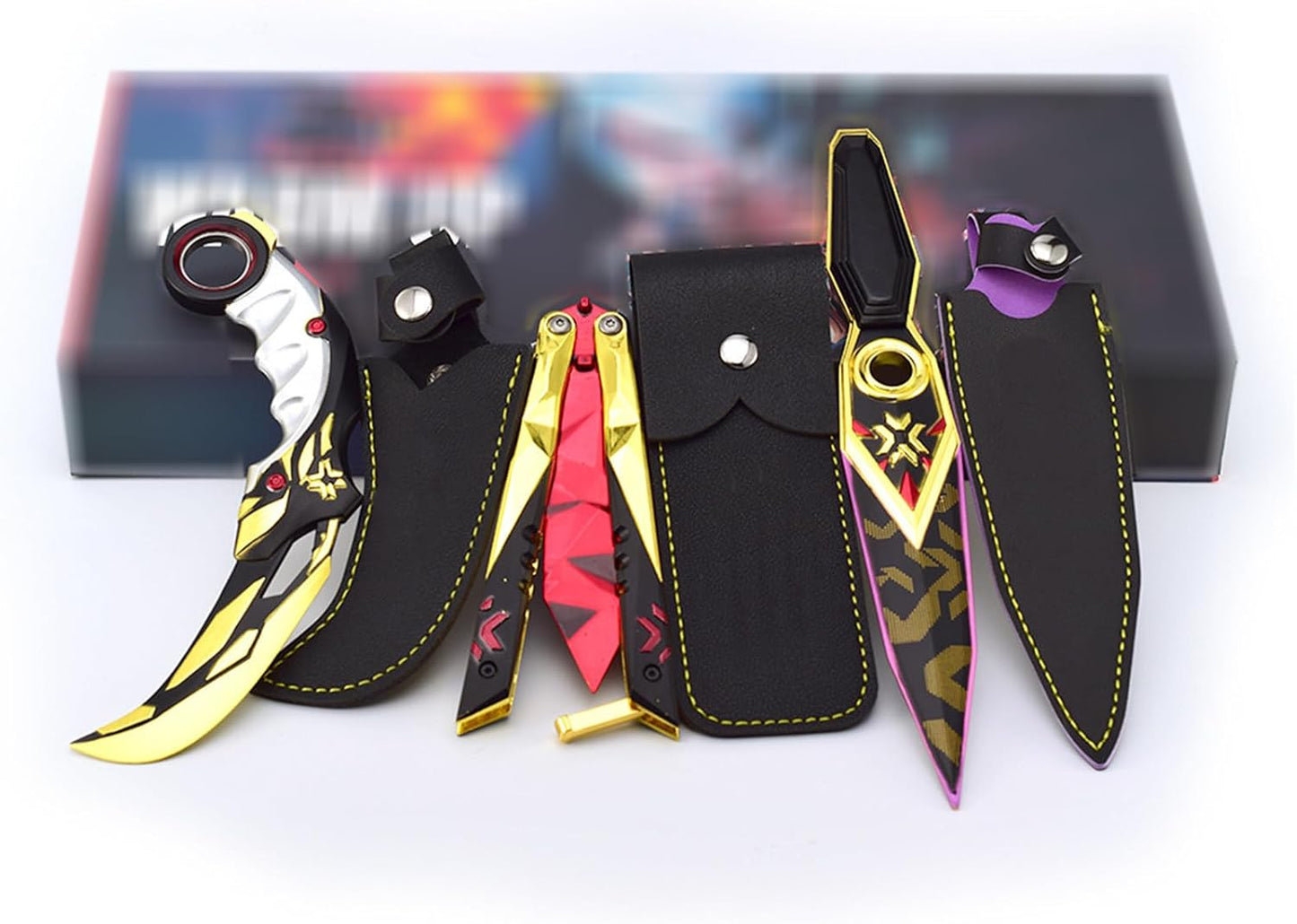 Sealeekuchi Goods Valorand Column Bit + Butterfly Knife + Kunai 3-Piece Set Champions 2021 Column Bit 2022 Butterfly Knife 2023 Kunai Melee Weapon Toy Present Case Cosplay Tool Figurine Miniature