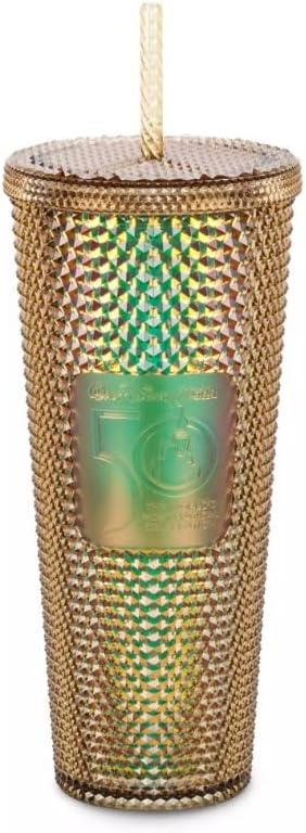 50th Anniversary Geometric Star SB - Vaso con popote dorado de 24 onzas, 400953769458