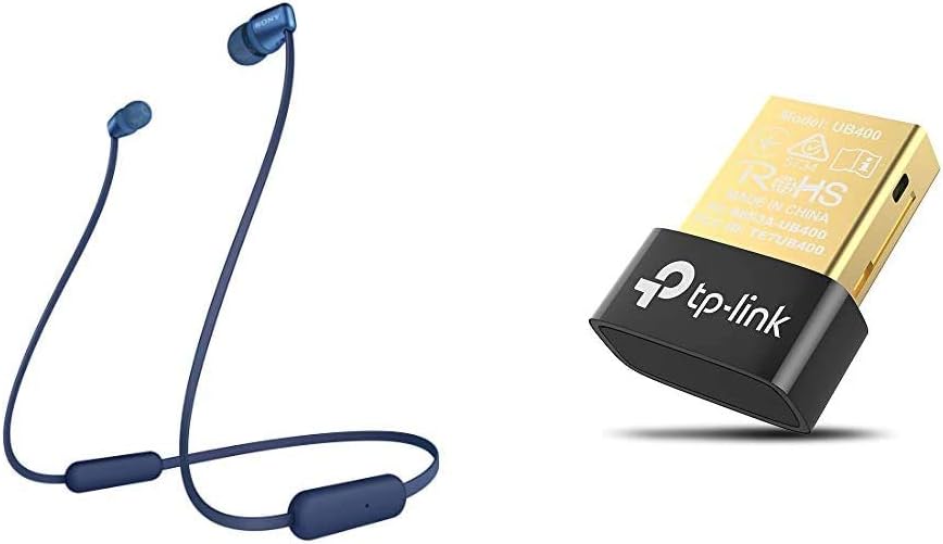Sony Wireless Earbuds WI-C310 LC Blue Single Item + TP-Link Bluetooth USB Adapter Bluetooth Device