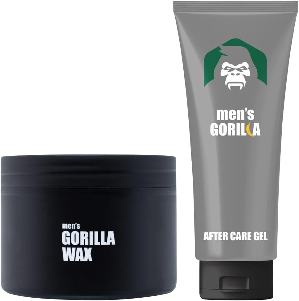 Men's Gorilla Brazilian Wax & Aftercare Gel Moisturizing Gel for Rough Skin Hair Removal VIO for Men Hair Removal Hair Treatment Full Body Face Beard Care All in One