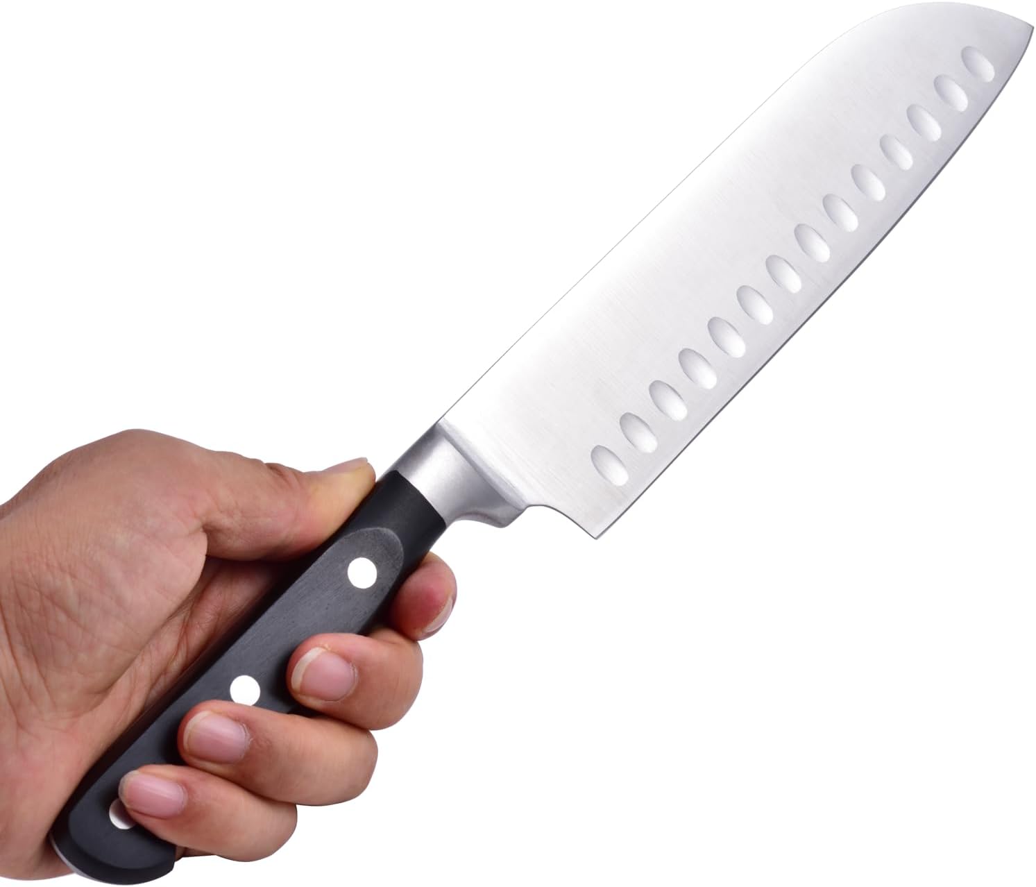 Kitchen Knife, Santoku Knife, Utility Knife, Kitchen Utensils, 7.1 inches (180 mm), X50CrMoV15 Stainless Steel, Meat Cleaver, Fish Cutting Knife, Vegetable Knife Ideal for Professional Chefs