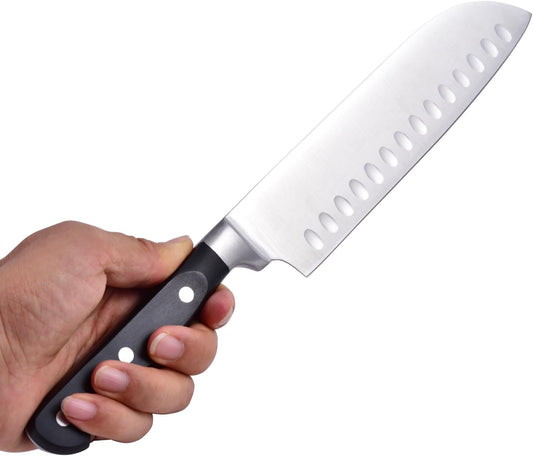 Kitchen Knife, Santoku Knife, Utility Knife, Kitchen Utensils, 7.1 inches (180 mm), X50CrMoV15 Stainless Steel, Meat Cleaver, Fish Cutting Knife, Vegetable Knife Ideal for Professional Chefs