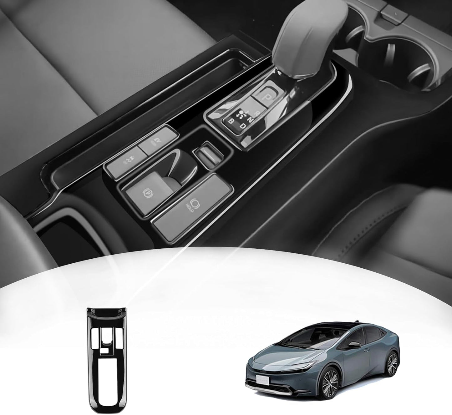 [GIKAKU] Toyota Prius 60 Series Exclusive Accessory Parts Shift Lever Panel PRIUS 60 Series Interior Panel Dress Up Interior Parts Garnish (Piano Black)