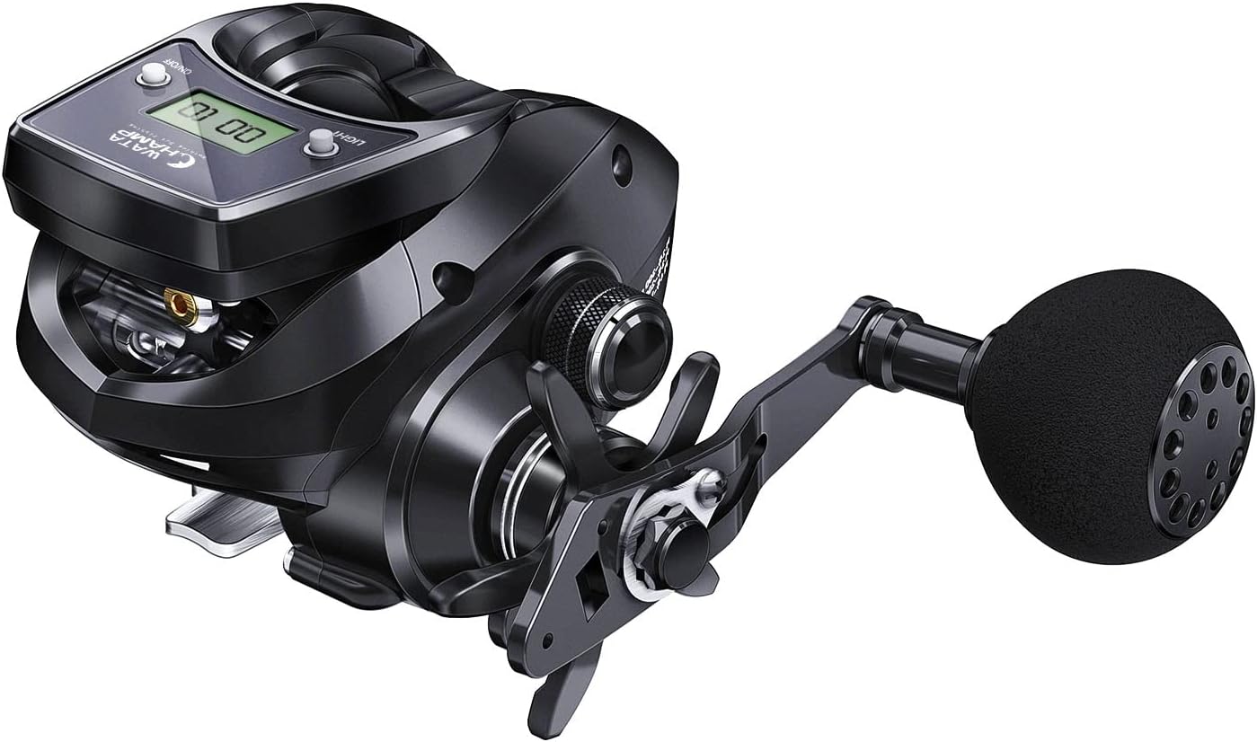 Watachamp Drop Shot Bait Reel with Counter, LED, Waterproof, Line, Counter Reel, Battery Replacement, Large Capacity Spool, Shore Jigging, Night Fishing, Sea Fishing, Egging, Lightweight, Tylava Reel,