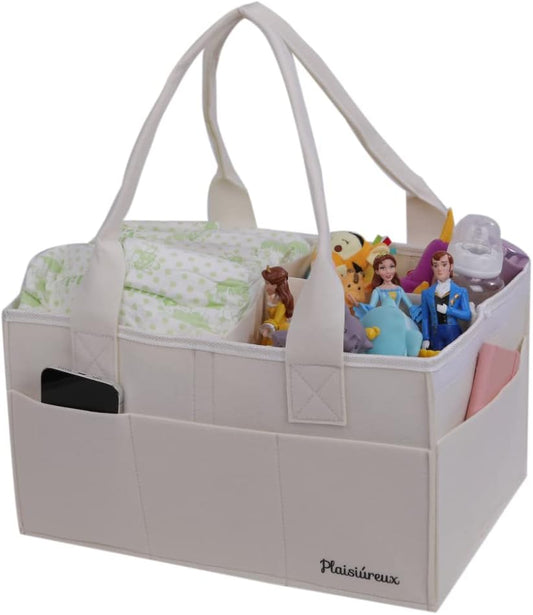 【Midwife-Supervised × Featured in Bebimo Children】Diaper Stacker, Diaper Stacker, Storage Bag, Baby Supplies, Wipes Case, Newborn, Baby, Lid-Attached plaisiureux (Presjour) (White)