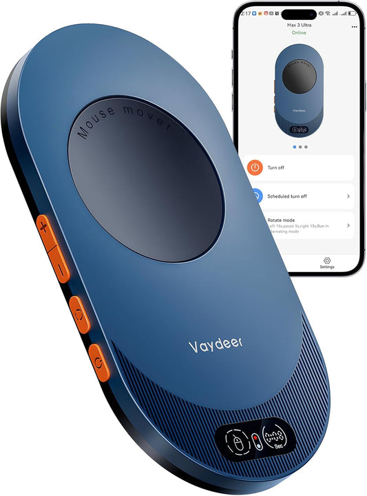 VAYDEER App-enabled Mouse Jigger, Undetectable Ultra Thin Mouse Remover with Remote & Timer Function, Auto Move, Physical Mouse Jiggler Mover for keeping your PC laptop active, working at home