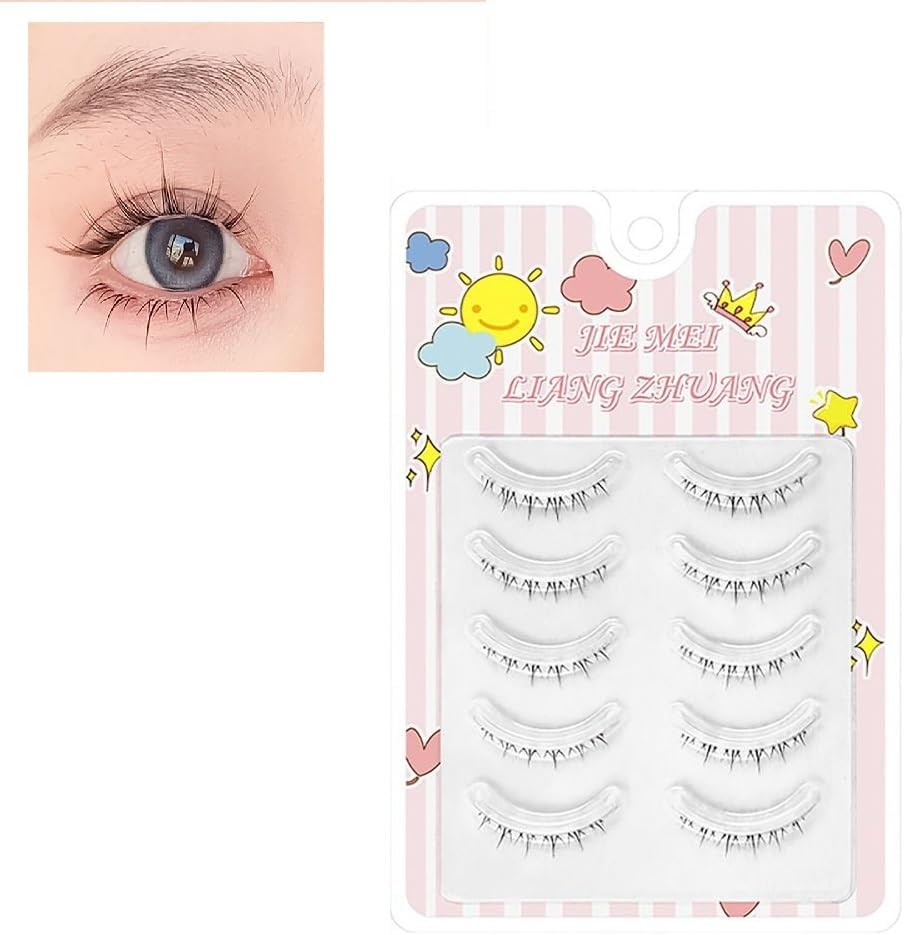5 Pairs Transparent Stem Bottom False Eyelashes Soft Full Pair DIY One Piece False Eyelashes Small Devil Eyelash Extensions Beauty