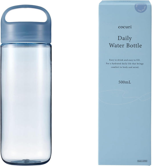 Marna Daily Water Bottle, 16.9 fl oz (500 ml) (Washerless) Smooth Mouth Feel Like Glass (Lightweight / Dishwasher Safe), Water Bottle, Drink Bottle (Made in Japan, Easy to Clean), Spring Blue K795B