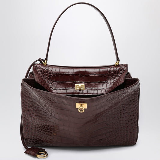 Balenciaga Cocco Print Burgundy Calfskin Medium Rodeoバッグ - Image 1