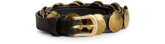 GOLDEN GOOSE Black Trinidad belt in washed leather with gold studs - Image 1