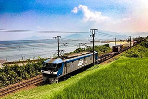 【鉄道のポストカード】山口県岩国市の海沿い 山陽本線を走るEF210コンテナ貨物列車 青い海と夏の緑 はがき お土産 ハガキ 撮影/MIRO