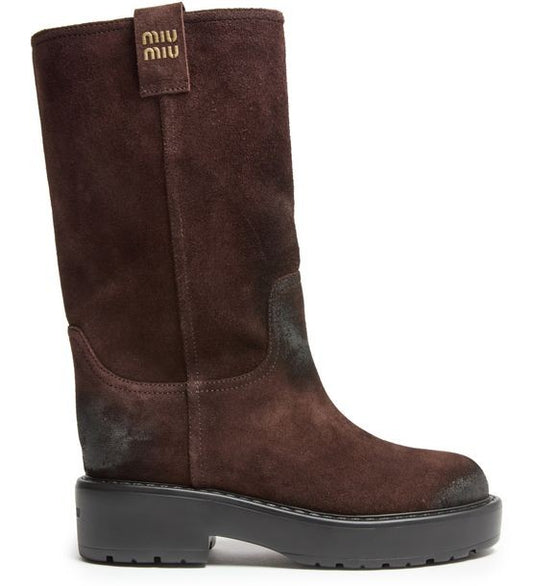 MIU MIU Calf-height suede boots - Image 1