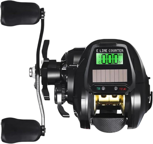 Electric Fishing Reel, Lightweight, Digital Display, USB Charging, Left and Right Handle, Suitable for Saltwater and Freshwater Casting and Ice Fishing
