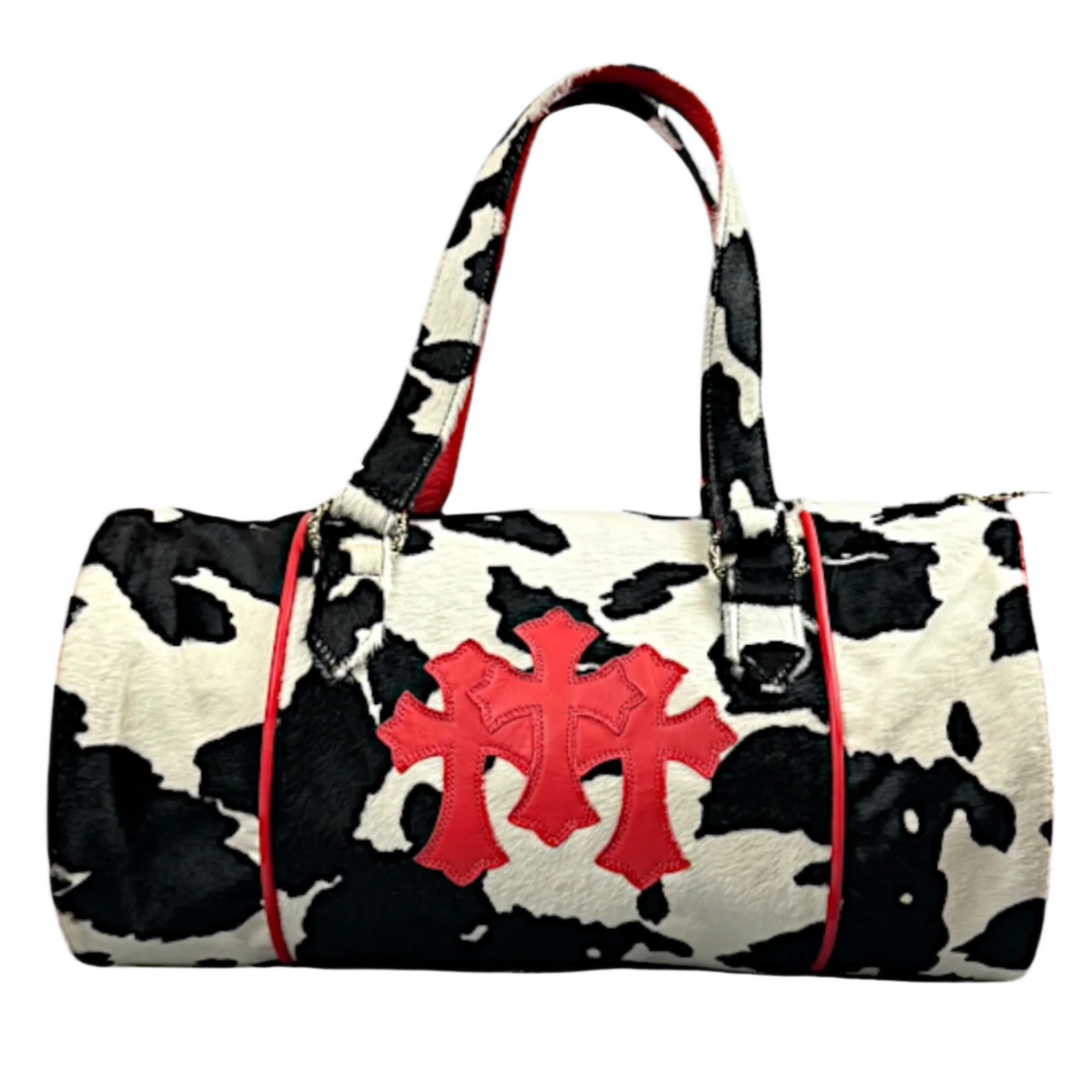 CHROME HEARTS 'COW FUR TRIPLE CROSS' BOSTON DUFFLE BAG