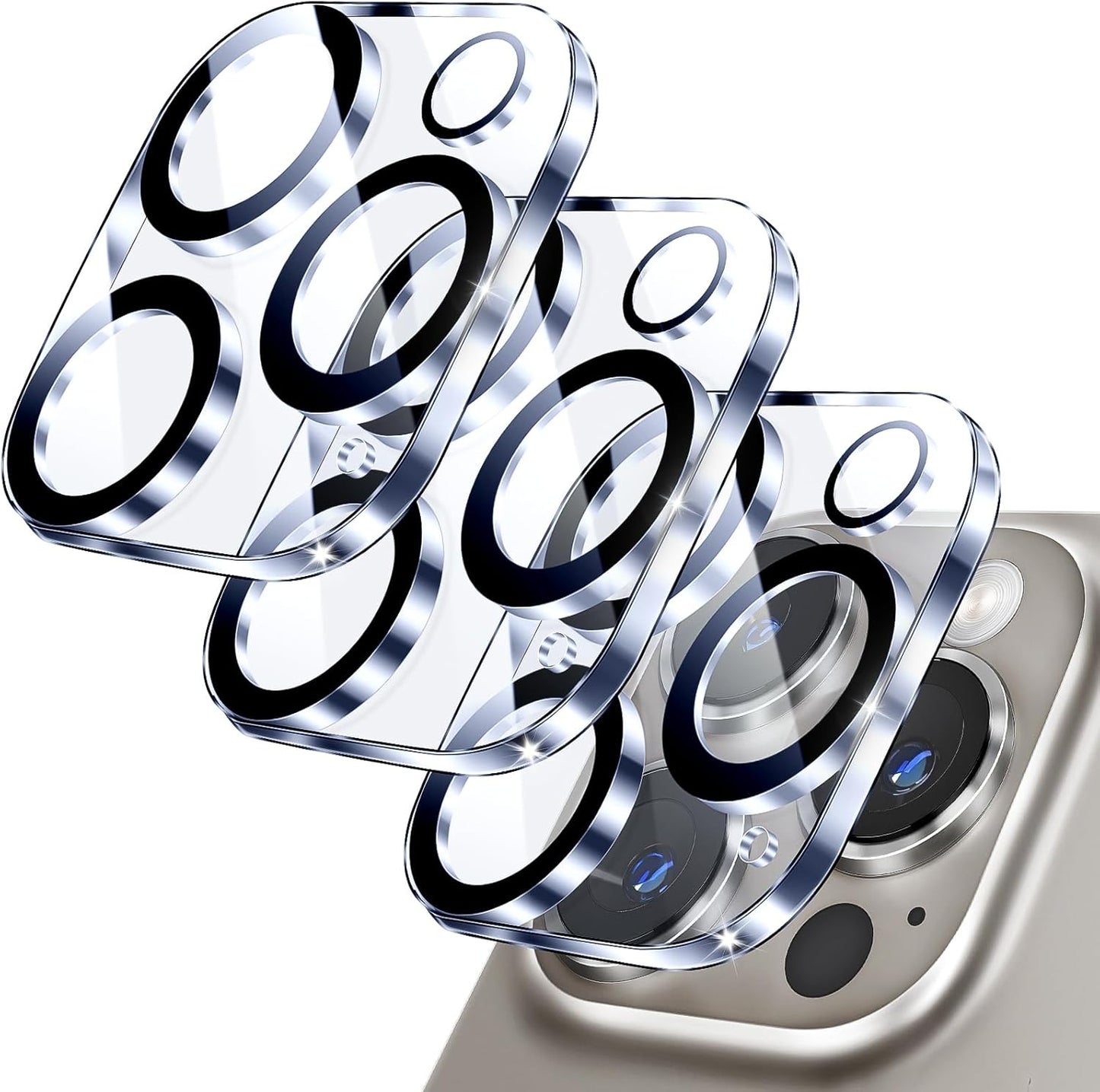 Suoman (3 Pcs) for iPhone 16 Pro/16 Pro Max Camera Lens Protective Cover for iPhone 16 Pro/ProMax Camera Lens Protective Film 9H High Definition Clear Tempered Glass Camera Lens Film for iPhone 16