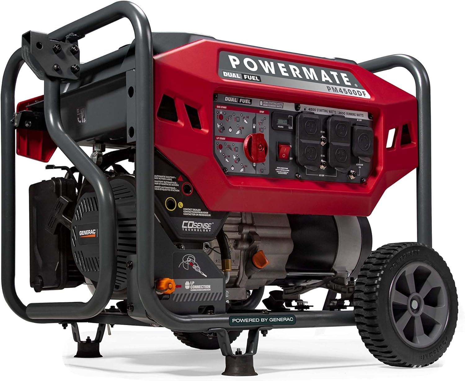 Powermate P0081700 PM4500 4500 Watt Dual Fuel Portable Generator CO-Sense 49-State / CSA, Generac Powered