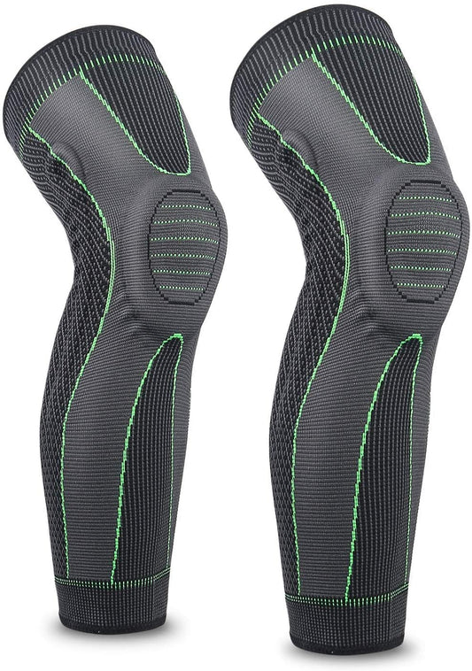 Knee Supporter, Long Compression Leg Sleeves (2 Pieces), Sports, For Both Knees, Suitable for Daily Life, Pain Relief, Anti-Slip, Breathable, Heat Retention, Excellent Elasticity, Unisex