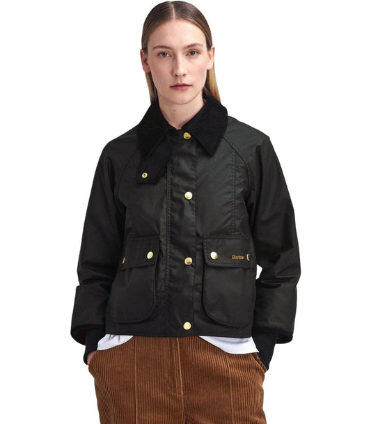 Barbour Beadnell Wax Black Cropped Jacket - Image 1