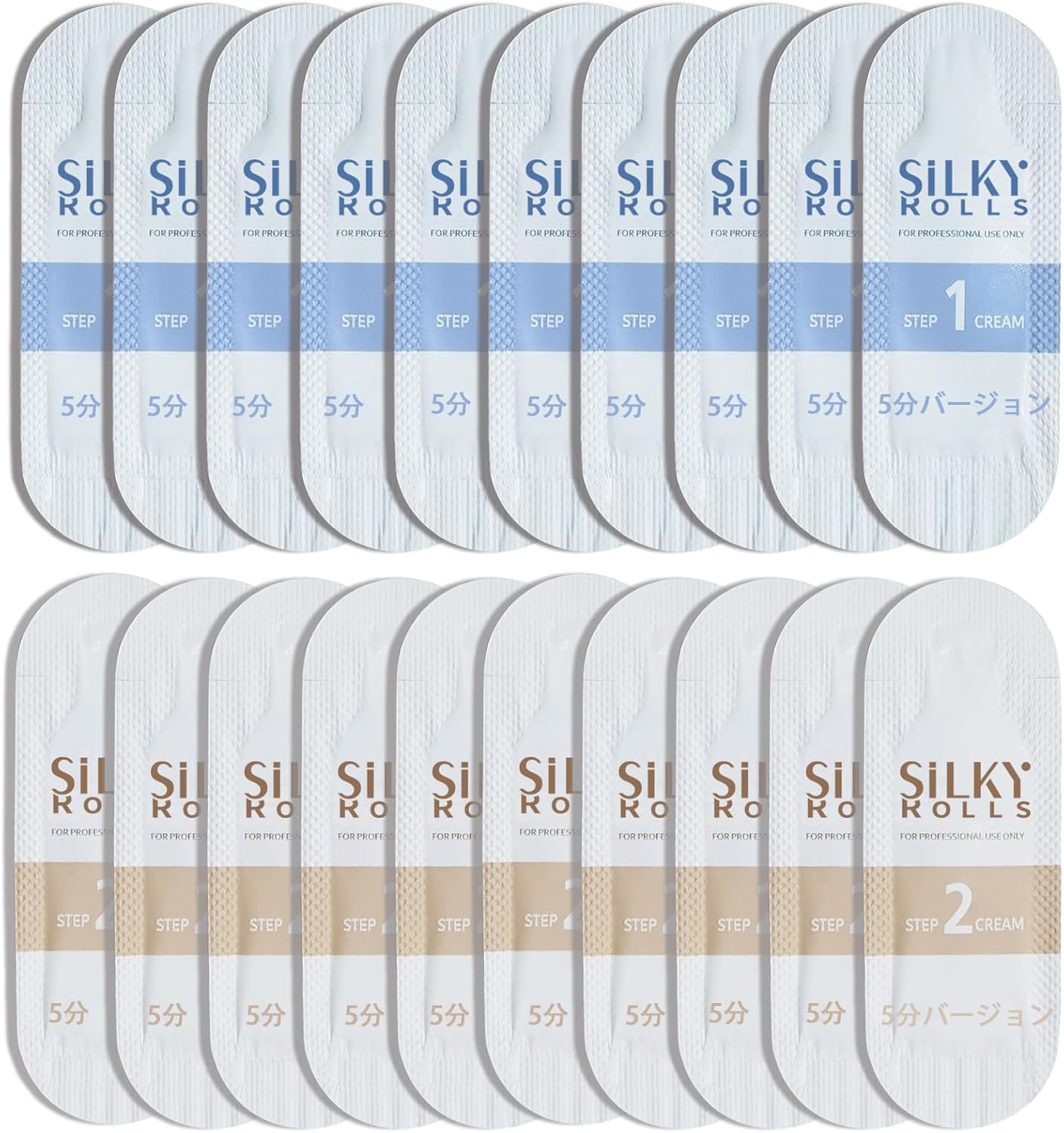 SILKY ROLLS New Update, 5 Minute Version, False Eyelashes Curl Set, Cream, 10 Bags Set (STEP1/STEP2)