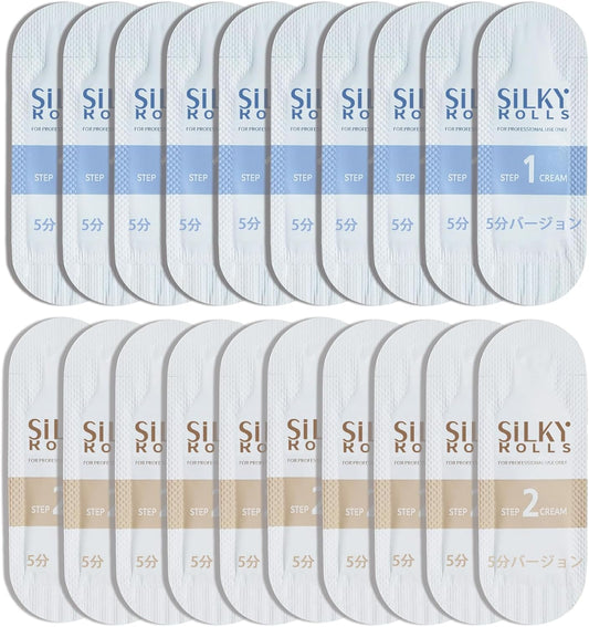 SILKY ROLLS New Update, 5 Minute Version, False Eyelashes Curl Set, Cream, 10 Bags Set (STEP1/STEP2)