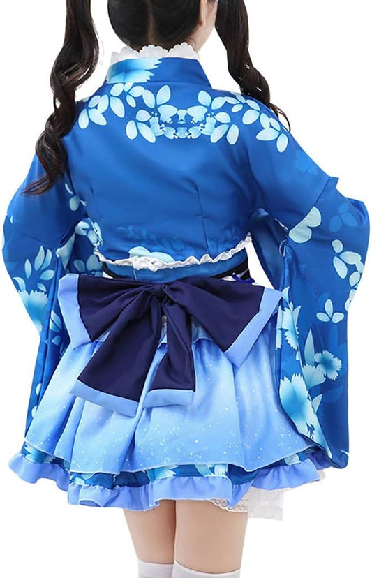 Japanese Traditional Kimono, Anime Cosplay Costume, For Women, Short Kimono, With Obi, Gothic Lolita, Yukata, Dress, Maid Outfit, Costume