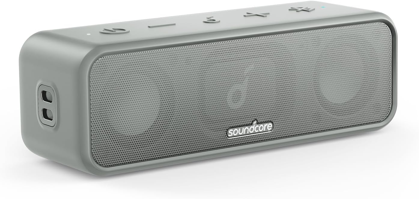 Anker Soundcore 3 Bluetooth Speaker / IPX7 Waterproof / Titanium Driver / Dual Passive Radiators / BassUp Technology / App Compatible / Equalizer Settings / USB-C Connection / 24-Hour Continuous