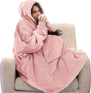 THE COMFY Original - Manta de forro polar de microfibra con forro sherpa, diseño de gran tamaño con capucha y bolsillo de Shark Tank