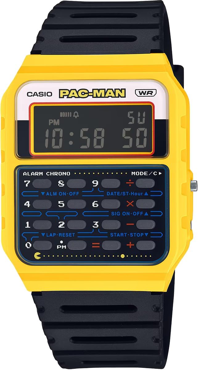 Casio CA-53WPC-1B Digital Watch, 8-Digit Calculation Function, PAC-MAN Collaboration Model, Biomass Resin Band, Unisex, Yellow x Black, Overseas Model, Pac-Man Collaboration CA-53WPC-1B, Classic