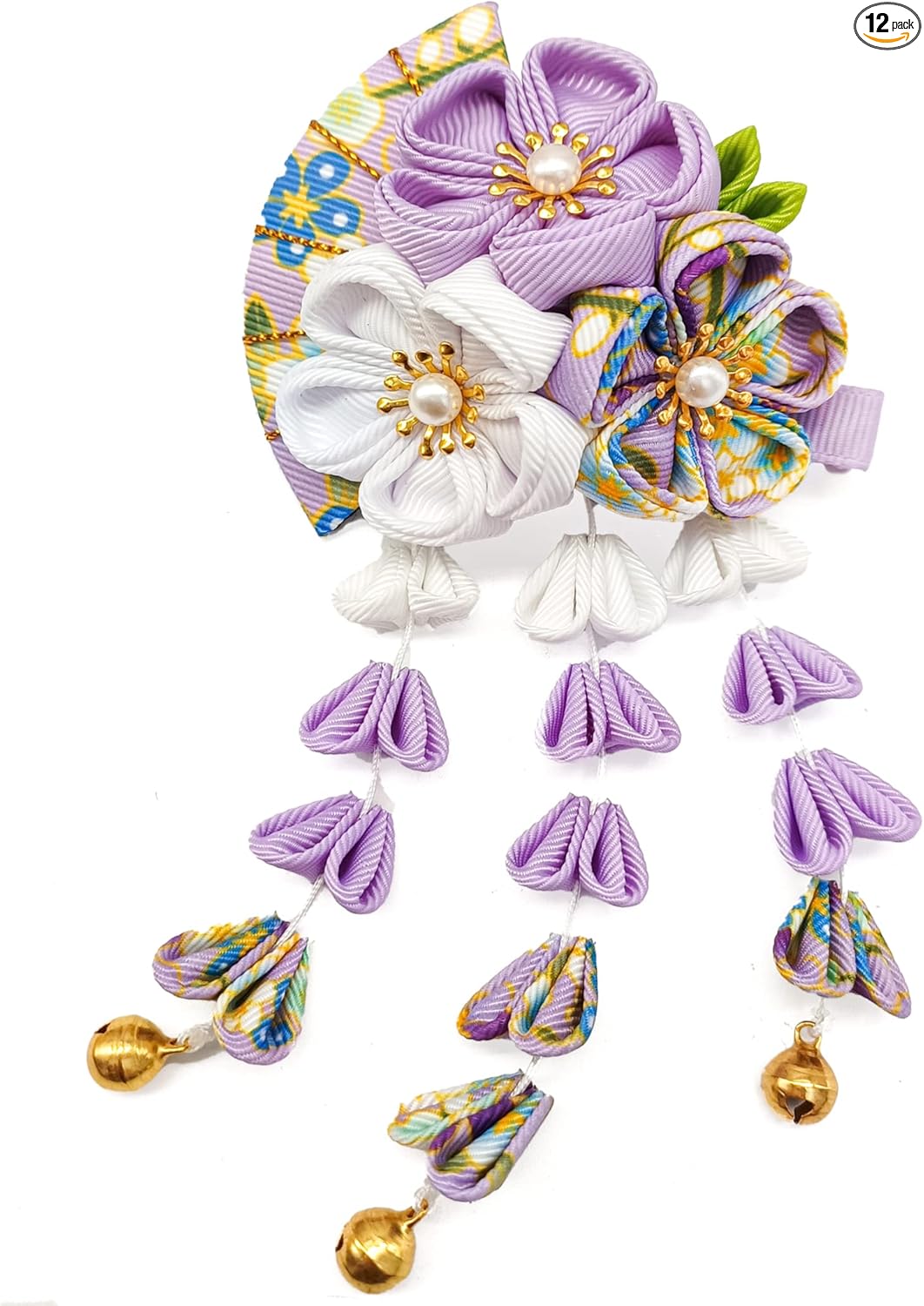 [JZOON] Hair Ornament, Coming-of-Age Ceremony, Yukata, Hakama, Kimono, Furisode, Kimono, Kimono, Kimono, Handmade, Flower, Graduation Ceremony, Wedding, Bell Included, Handmade Red, Blue, Purple,