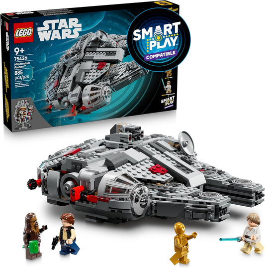 LEGO Star Wars SMART Play: Millennium Falcon Starship Building Toy para niños, juego compatible con 4 etiquetas inteligentes y 4 minifiguras, regalo para niños, niñas y fanáticos a partir de 9 años - 75426