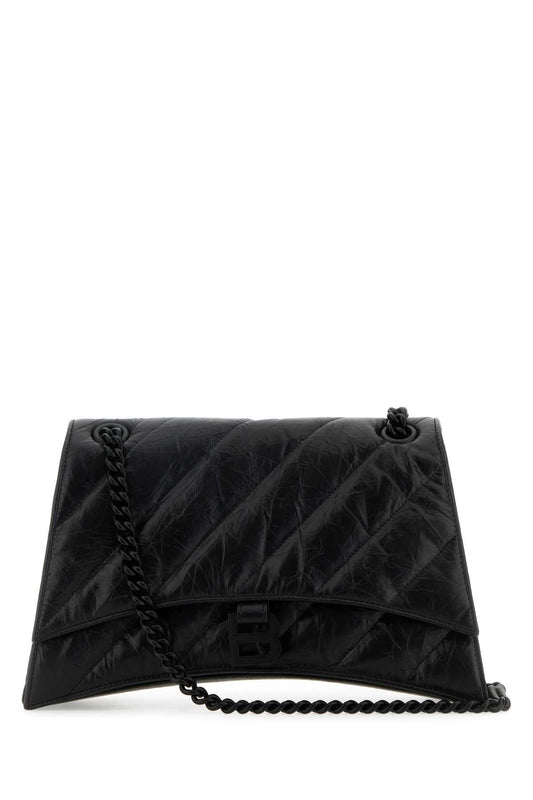 Balenciaga バレンシアガブラックレザーミディアムクラッシュショルダーバッグ - Image 1