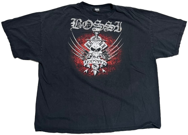 BOSSI 'GODSMACK DAGGER SKULL' RHINESTONE VINTAGE TEE