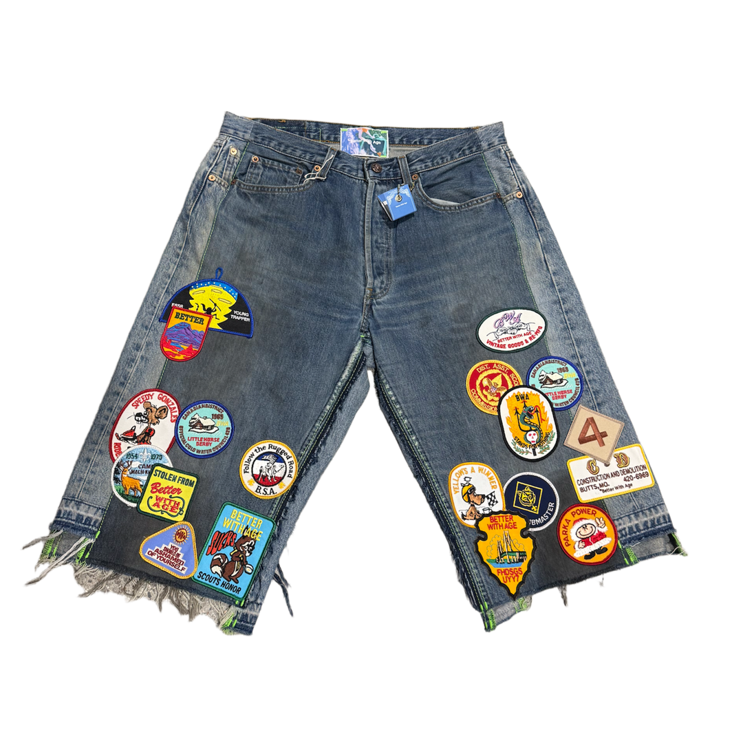 *BETTER WITH AGE 'GENTLEMAN'S' TRIPLE WIDE TWO TONE DENIM SHORTS