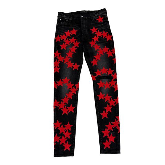 AMIRI 'BLACK/RED' CHEMIST ULTRA SUEDE STAR JEANS