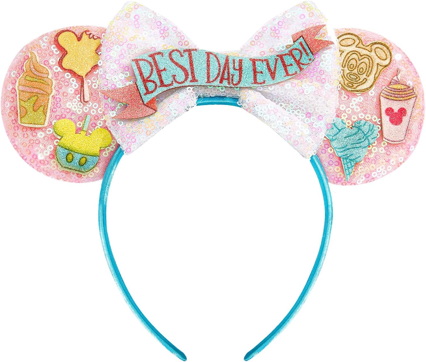 LYLIN Bandeau oreilles de souris scintillantes pour femmes et filles, accessoire de cheveux pour anniversaire, fête, voyage, anniversaire (Best Day Ever)