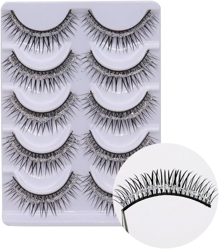 5 Pairs Soft False Eyelashes Natural 3D False Eyelashes Shiny Makeup Party Extensions with Eyelashes