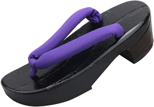 [FANGLI] FL1131 Geta Geta, 2.0 inches (5 cm) Thick Sole, Women's, Non-Painful, Yakitau, Black Stand, Plain Thong, Yukata, Geta Clogs, Women's, Stylish Clogs, Japanese Clothes, Accessories, Fireworks