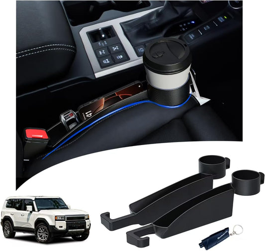 (2025 Improved Model Land Cruiser Gap Cushion) Drop Prevention, Ratio, Maximum Storage Depth 3.0 inches (7.5 cm) + Cup Holder (2nd Fixing Point) + Extra Hook + Charging Line Insert Hole For Land