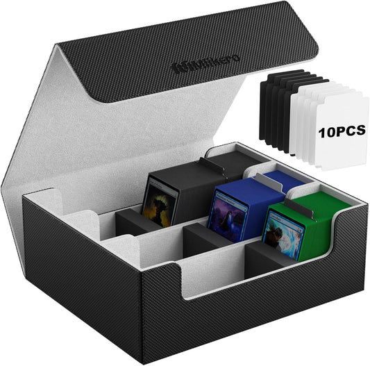 Mlikero Deck Case, Card Case, Large Capacity, Holds 1,800 Cards, Card Case, Magnetic Trading Card Case, Storage Box, 10 Dividers and 3 Foam Plugs, Compatible with Yugioh Poker, MTG Duema, Various Card