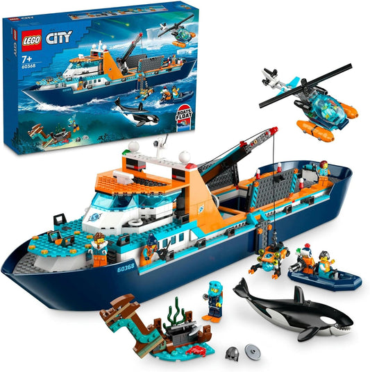 LEGO City Arctic Explorer Ship Toy Blocks, Present, Birthday, For Boys and Girls, Ages 7, 8, 9, Elementary School Students, City Building, Vehicles, Cars, Mini Cars 60368