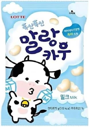 Lotte Malanku Milk Flavor, 2.2 oz (63 g), Marulanku Fluffy, Soft Candy, Fluffy and Mochy, Korean Soft Candy with a Magical Texture. Don't stop when you eat it! Milk (1 bag)