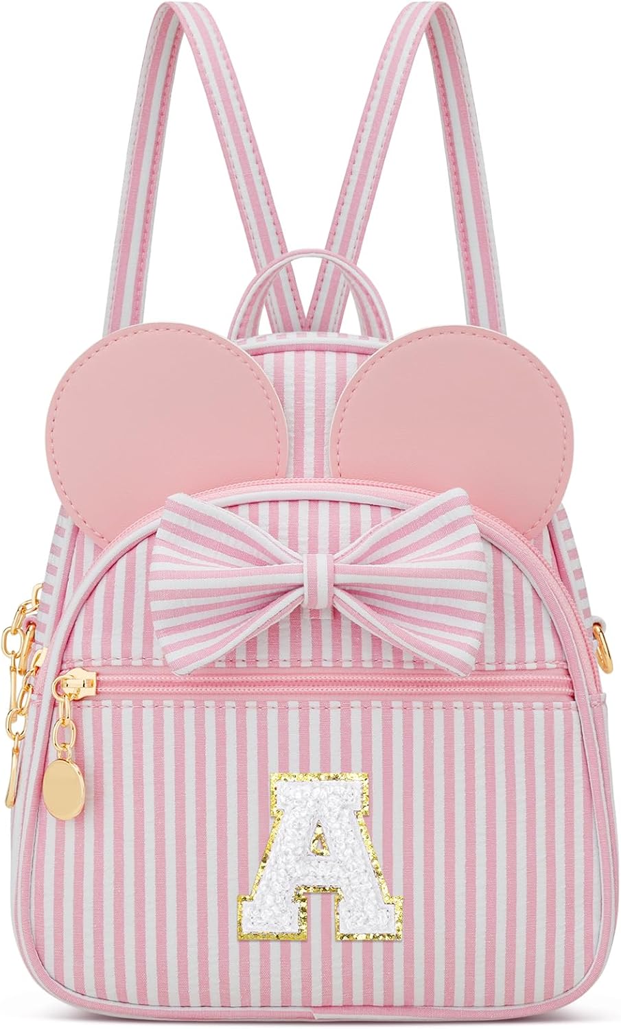 Regalo de cumpleaños personalizado para niñas pequeñas, mochila pequeña con inicial para niñas pequeñas, lindo mini bolso para niños de 3 a 10 años, rosa A