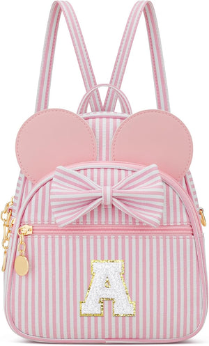 Regalo de cumpleaños personalizado para niñas pequeñas, mochila pequeña con inicial para niñas pequeñas, lindo mini bolso para niños de 3 a 10 años, rosa A