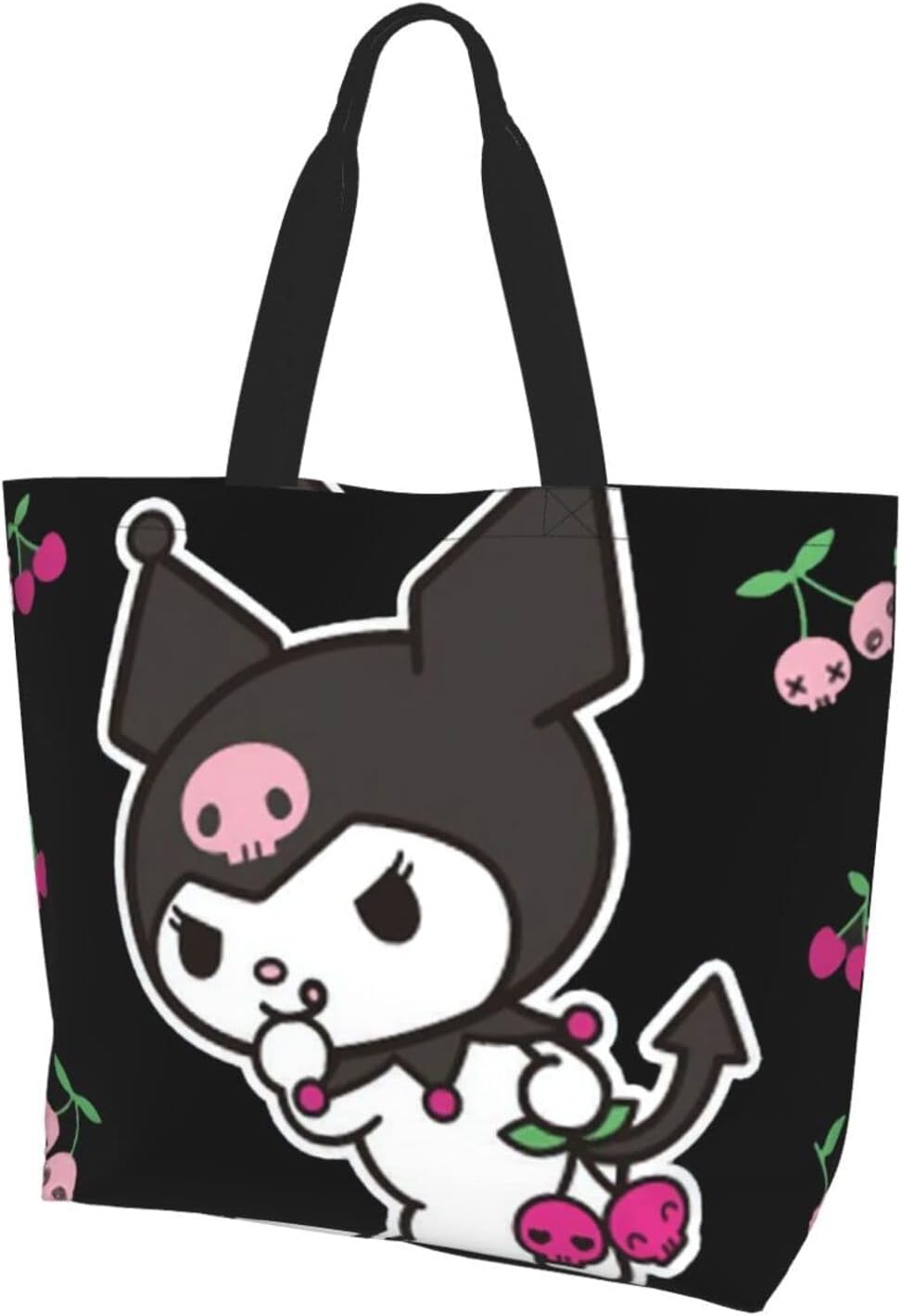 [NEXEAR] Sanrio Kromi Popular Tide Eco Bag, Folding Shopping Bag, Durable, Shopping Bag, Convenience Store Bag, Compact, Waterproof, Lightweight, Pocket Size, For Convenience Stores, Popular, Goods, Anime, Black